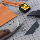 Nattools Professional Leather Cutting Knives Replaceable Trapezoid Blade DIY Handmade Leathercraft Tools Black Walnut Handle