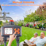 Outdoor Smart Sprinkler for Garden Hose - 2 Outlets, LCD Screen, Programmable Irrigation Timer with Automatic/Manual Modes