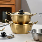 1pc, Ramen Pot, Stainless Steel Korean Style Ramen Cooking Pot With Lid, Instant Noodle Pot