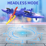 Drone, 2.4G Headless Remote Control Quadcopter for Boys Girls Kids Rechargeable Pterosaur Toy Christmas Gift