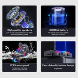 Wireless Motorcycle Helmet Headset 1000mAh Y20 RGB Colorful Lights Earphone Headphone BT 5.3 Motobike Stereo Accessories