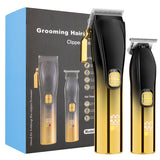 RESUXI 002 Professional Cordless Rechargeable Clipper Set Low Noise Clippers and Detail Hair Trimmer for Men Barber