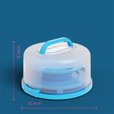 Cupcake Carrier Lid And Handle + Stand Plate Dome 10Inch Round Cake Container Holder With Cover Blue