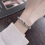 S925 Sterling Silver European And American-style Hip Hop Rainbow Candy-colored Small Square Stitching Bracelet