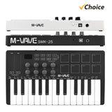M-VAVE 25-Key Control Mini USB Keyboard MIDI Controller with 25 Velocity Sensitive Keys RGB Backlit Pads 8 Knobs