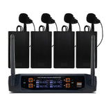 Professional VHF Wireless System 4 Channel Handheld Karaoke Microphone for Home Party Church Event TV Speaker