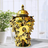 Porcelain Ginger Temple Jar - Ceramic Vase with Lid for Collection & Storage