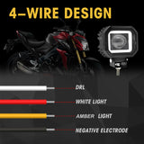 2PCS Motorcycle LED Headlight Projector Lens Dual Color ATV Scooter Driving Fog Light Auxiliary Square/Round Spotlight Lamp