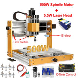 Offe Aluminum Mini CNC Router Engraving 3018 Plus2.0 500W Spindle 5.5W 10W Laser GRBL PCB Milg hine