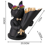 Home Decor Figurine Miniature French Bulldog Sculpture Desktop Flower Vase Table Decoration Modern Decorative Statue