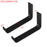2PCS Shelf Brackets Heavy Duty Black Wall Bracket With Lip For Floating Shelves Metal Shelf Bracket DIY Home