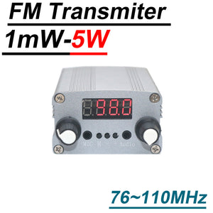 5W Stereo Transmitter 76-110Mhz 1mW~5000mW Digital FM Transmiter For DSP Radio Broadcast Campus Station receiver