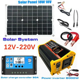 110V/220V 18W Solar Panel+30A Chargers Controller+4000W Modified Sine Wave Inverter Solars Panels System Power Generation Kit