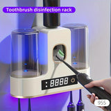 1pc Intelligent Sterilization Toothbrush Holder, With Gargle Cup & Toothpaste Dispenser, Wall Mounted Toothbrush Storage Rack, UV Sterilization Toothbrush Storage Organizer, Minimalist Toothbrush Rack & Bathroom Tumbler Set, Bathroom Accessories
