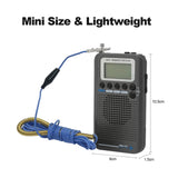 HRD-737 Portable Full Radio Aircraft Receiver FM/AM/SW/ CB/Air/VHF World Band with LCD Display Alarm Clock