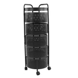 Storage Rack, Rotating Storage Rack Carbon Steel 5 Tiers Round Vegetables Standing Shelf with Wheels for Living Room Kitchen