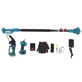 Electric Pruning Shear with Chainsaw Extension Rod Digital Display Cordless Pruner 180 Degree Adjustable Head 110