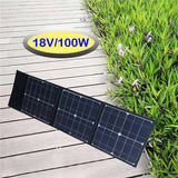 18V 100W Foldable Solar Panel DC+USB Fast Charge Portable Solars Battery Charger Power Bank for Phone Camping Van RV Outdoor