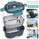 1pc, Electric Lunch Box Beto Box, Electric Steamer, Dual Purpose 220V 12V Electric Heating Lunch Box, Kitchen, Stainless Steel School Bus Picnic Food Heater