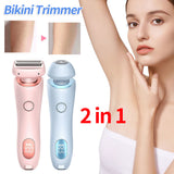2 in 1 Bikini Women Waterproof Electric Razor USB Rechargeable 800 mAh Battery Pubic Trimmer for Legs Body Hair