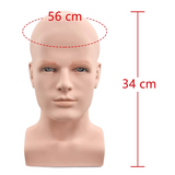 Male Mannequin Professional Manikin Head for Wigs Hats Headphone Display Stand (Matte Blue)