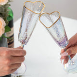 2 Pcs Creative Heart Shaped Glass Red White Wine Glasses Elegant Goblet Champagne Drinking Cup Household Valentine Gift