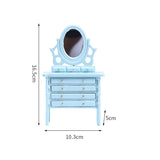 1:12 Dollhouse Miniature Wooden Makeup Dressing Table With Mirror Drawer Bedroom Pretend Furniture