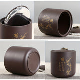 1pc Boutique Yixing Purple Sand Teapot with Golden Finish - Large Capacity Loose Tea Sealed Jar for Enhanced Tea Experience