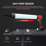 Cordless Caulking 20oz/600ml Electric Sausage Caulk Gun 4 Adjustable Speeds Anti-Drip for 18V Battery (No Battery)