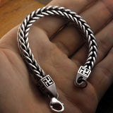 Silver Swastika Woven Bracelet Trendy Men's Domineering Rough Style