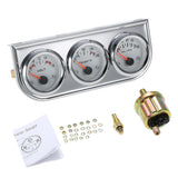 52MM Fahrenheit Water Temperature Voltmeter Chrome 3 in 1 Gauge Kit Car Motorcycle Meter Oil Pressure Sensor