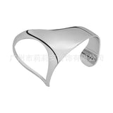 18K Gold Plating Brass Original Design Geometric Solid Curved Palm Bracelet