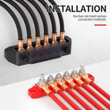 150A Power Distribution Block 12V 6 x 5/16" Terminal Stud Positive & Ground Battery Bus Bar for Marine Boat Automotive