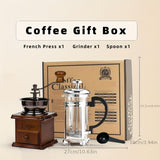 1set Wooden Classic Vintage Mini Manual Bean Grinder Press Pot Set Kitchen Coffee Utensils Home Handheld Coffee Bean
