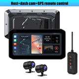 12V-24V CarPlay Android Auto Toucreen Dual Bluetooth Wireless For Motorcycle GPS Navigation Front Rear Lens Driving Recorder