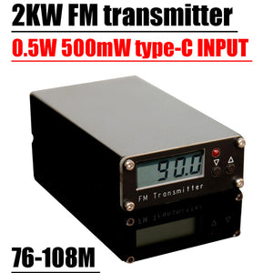 2KM 76-108Mhz Digital Display 0.5W 500mW Stereo FM Transmitter USB TYPE-C For DSP Radio Broadcast Campus Station