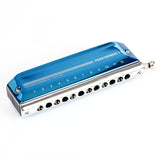 Easttop Harmonica 12 Holes Harp 48 Tone Chromatic Player Plastic Grid Harmonica Blue for Adults Professional Player and Students