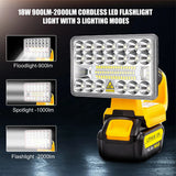 18W 2000LM LED Work Portable Outdoor Camping Light Rechargeable Lamps Flashlight for 18V Li-ion Battery