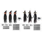 Light-Up Halloween Witches Ornaments with Stakes Set - Holding Hands Screaming for Home Outside, Holidays, Porch, Garden