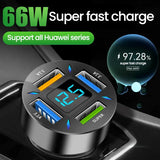 66W 4 5 Ports Fast Charging PD Quick Charge 3.0 USB C Car Charger Adapter For Android Phone 13 12 Xiaomi Huawei with retail box
