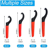 Coilover Wrench, Hook Wrenches Tools Shock Wrench Set C-Shape Spanner Adjustable Spanners Adjustment Tool