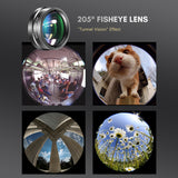 4in1 Lens 22X Telephoto Lens&205° Fisheye &4K 0.67X Wide Angle &25X ro Lens&Lens Clip&&Tripod for i Phone 15/14/13/12