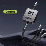 3 in 1 Multi Retractable USB Phone 60w Fast Charging and Data Cable for Lighing/Android/Type-C Devices