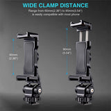 Tripod Mount Clip Metal Phone Holder Clamp with Cold Shoe Arca 360 Rotatable for Live Photography Vlog for Canon Sony Dslr