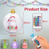 60cm Giant Luminous Christmas Balls With Lights Pvc Outdoor Xmas Iatable Ball Holiday Yard Lawn Porch Decor