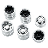 6Pcs Front And Rear Metal Hub Wheel Rim Set For 1/14 Tamiya RC Trailer Tractor Truck Car Upgrade Parts