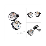 Movement Gear Precision Carving Fully Automatic Mechanical French Shirt Cufflinks Men's Sleeve Nails, C