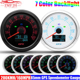 85mm GPS Speedometer Gauge With Antenna 0~200KMH 7 Color BackLight Trip ODO COG Odometer+Turn Light for Marine Car 12V 24V