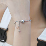 Women's Versatile Silver Butterfly Bead Chain Bracelet