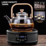 1300W Heater Tea Maker - 1300ml Household Cooking Teapot with Electric Ceramic Stove